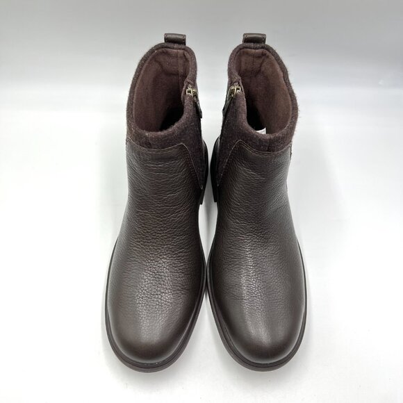 Ugg Womens Size 8.5 Harrison Moto Dark Brown Leather Ankle Boots Booties‎ Shoes - Picture 3 of 16